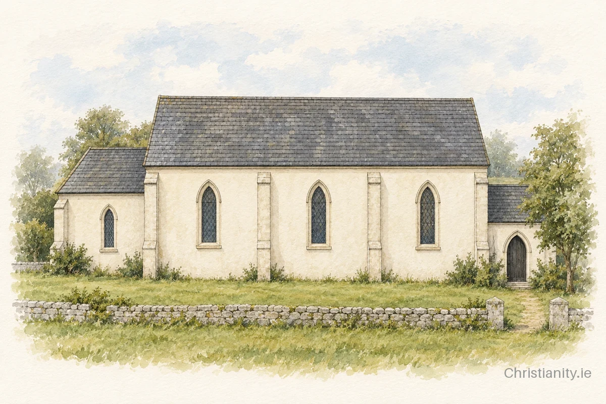Watercolour and ink illustration of Drumany Chapel-Of-Ease Christ Church