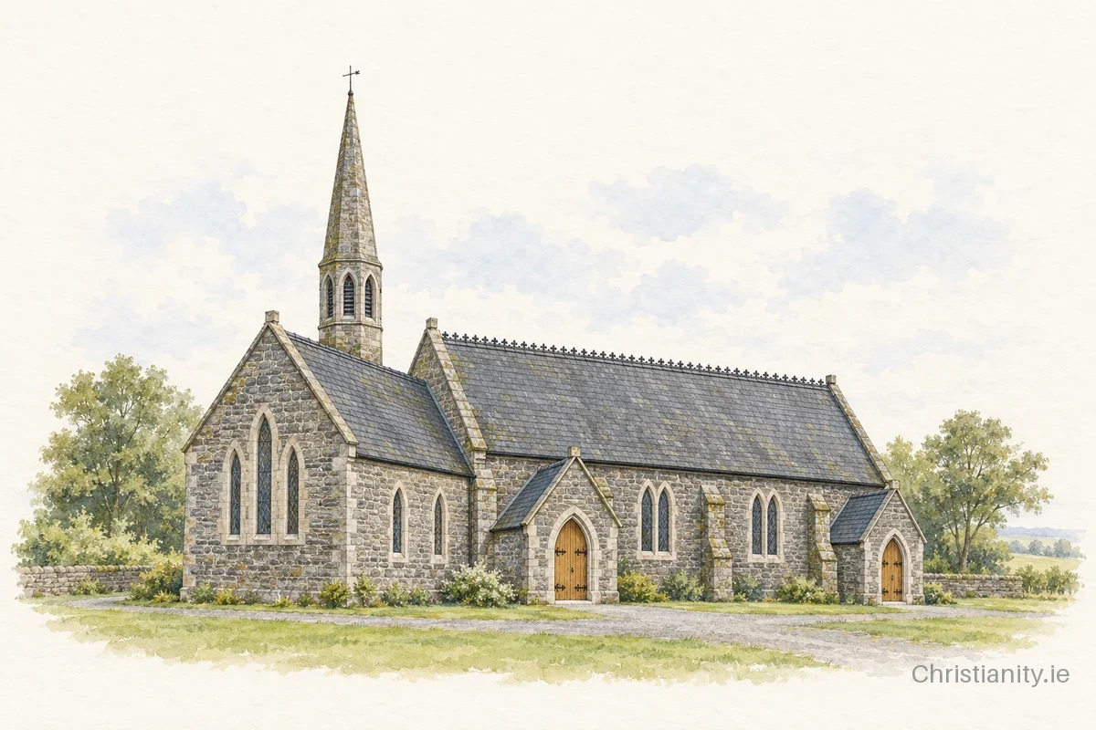 Watercolour and ink illustration of Drumbanagher St Mary (Lissummon)
