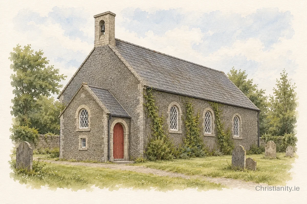 Watercolour and ink illustration of Drumcondra St Johnthebaptist (Clonturk)