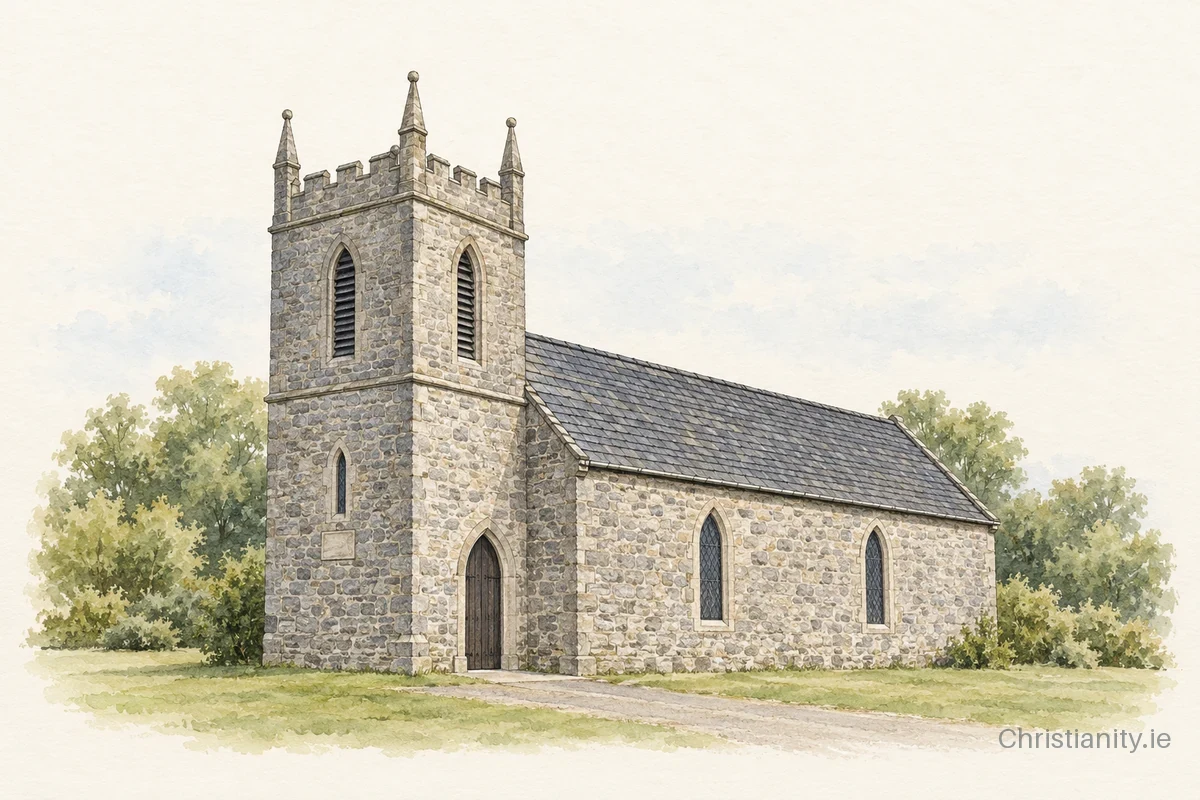 Watercolour and ink illustration of Drumshambo St John