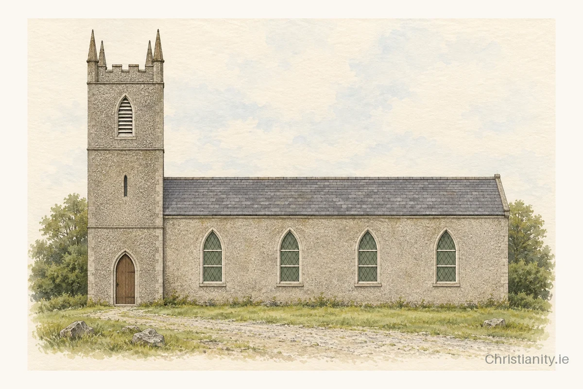 Watercolour and ink illustration of Drumsnatt St Molua