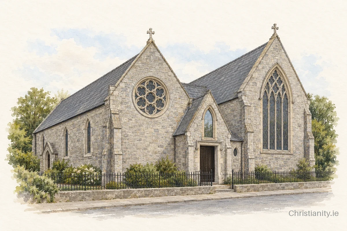 Watercolour and ink illustration of Dun Laoghaire Christ Church