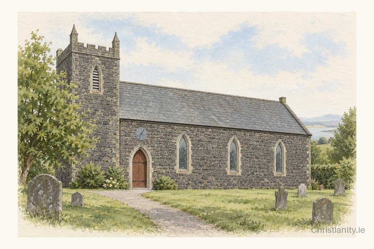 Watercolour and ink illustration of Dunboe St Paul (Articlave)