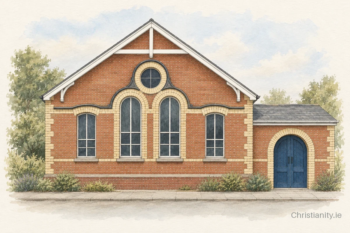 Watercolour and ink illustration of Dundalk Baptist Church