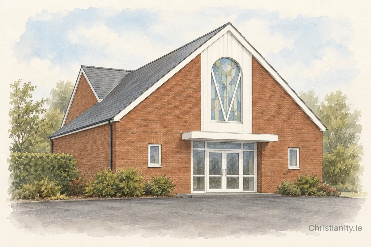 Watercolour and ink illustration of Dundonald Baptist Church