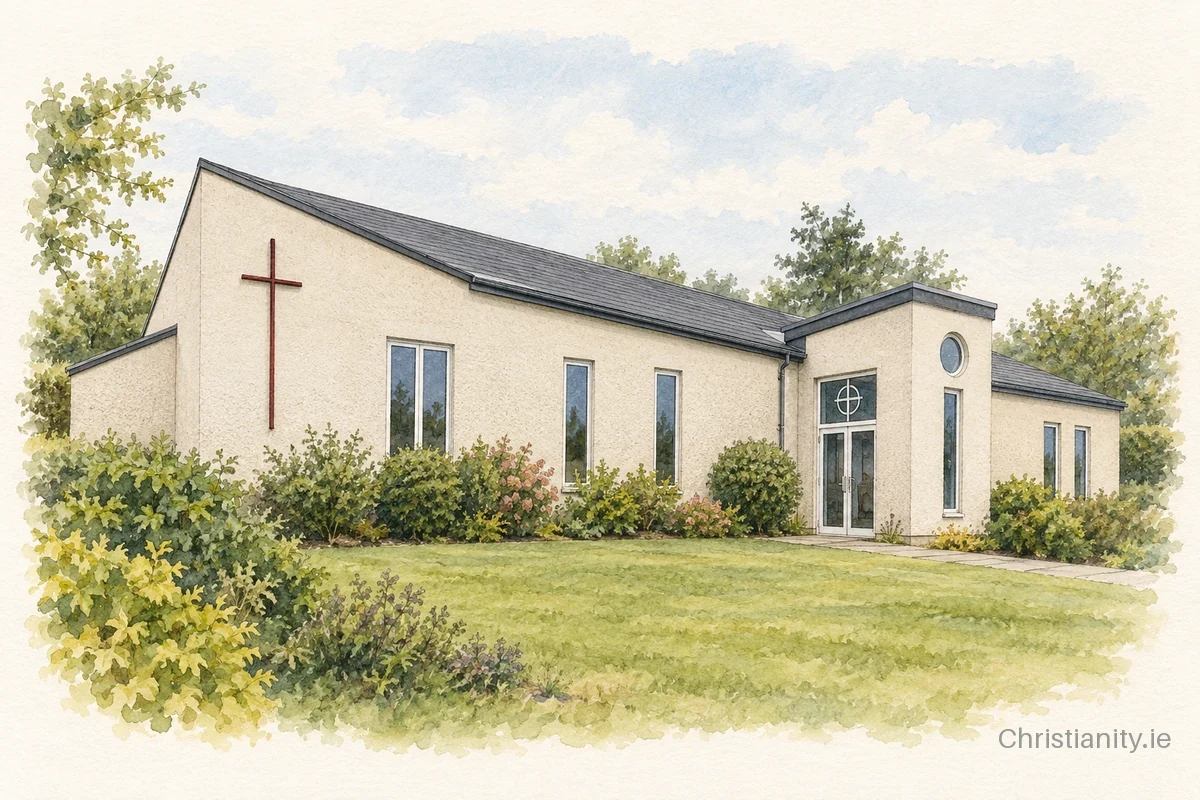 Watercolour and ink illustration of Dundrum, Co. Dublin Methodist Church