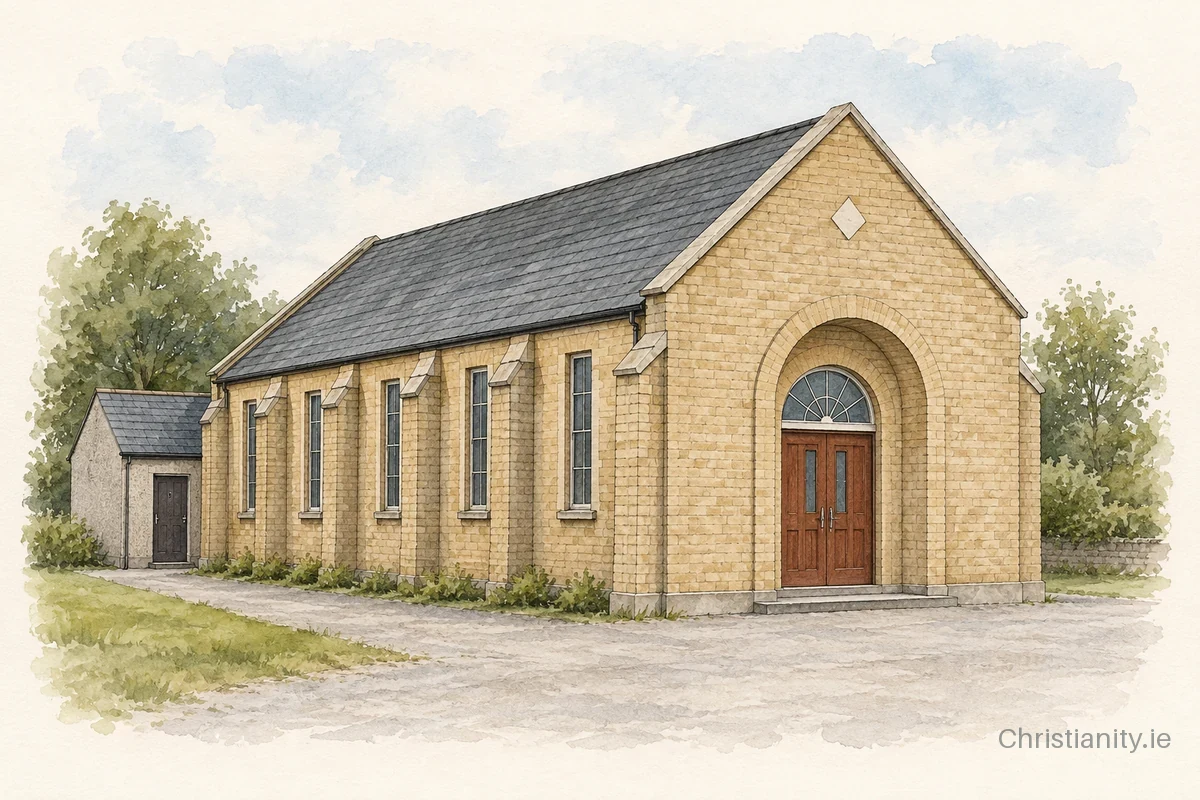 Watercolour and ink illustration of Dunseverick Baptist Church