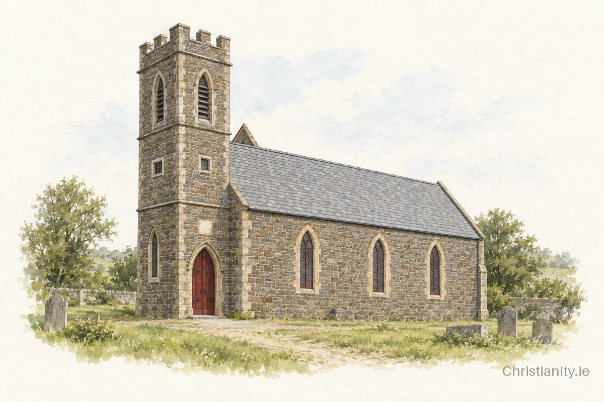 Watercolour and ink illustration of Dunseverick (Lisnagunogue)