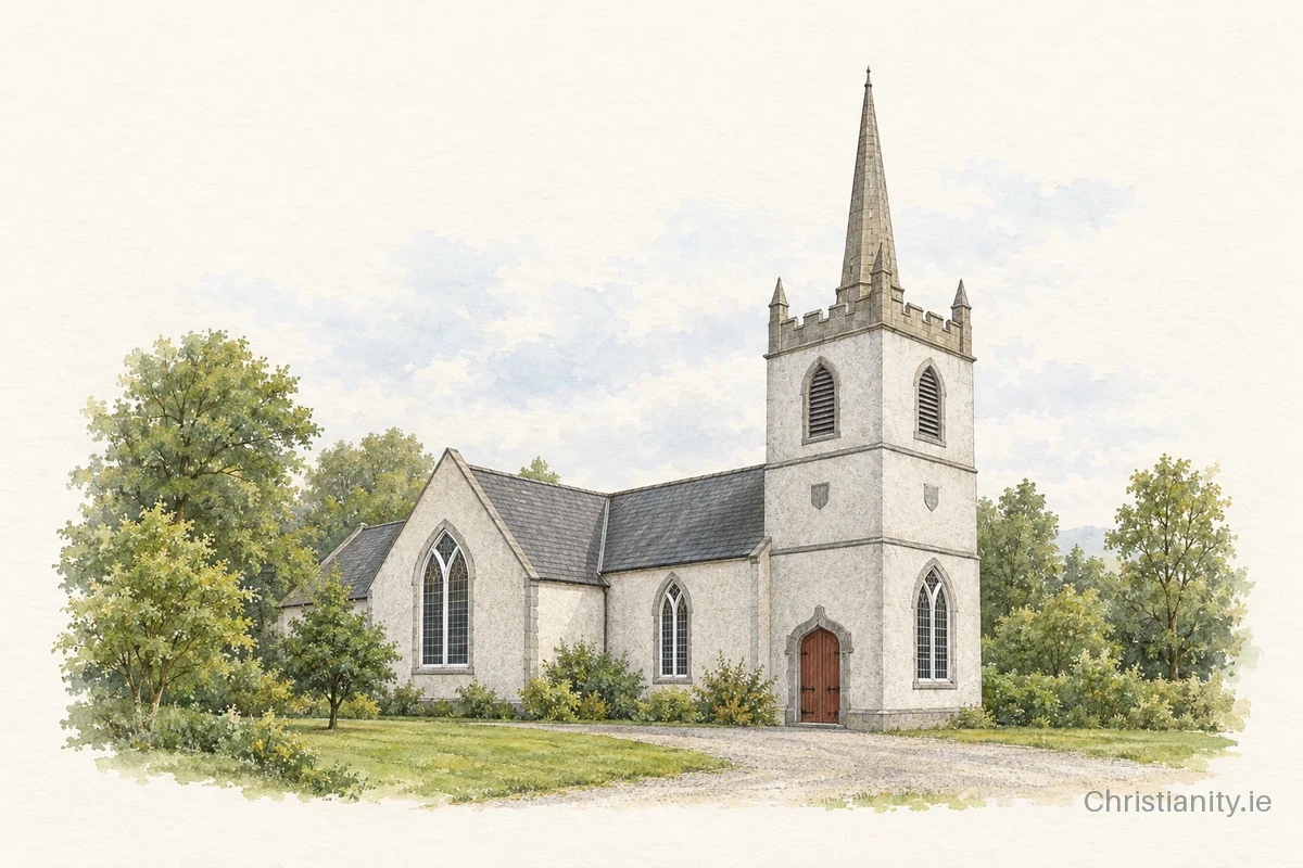 Watercolour and ink illustration of Easkey St Anne