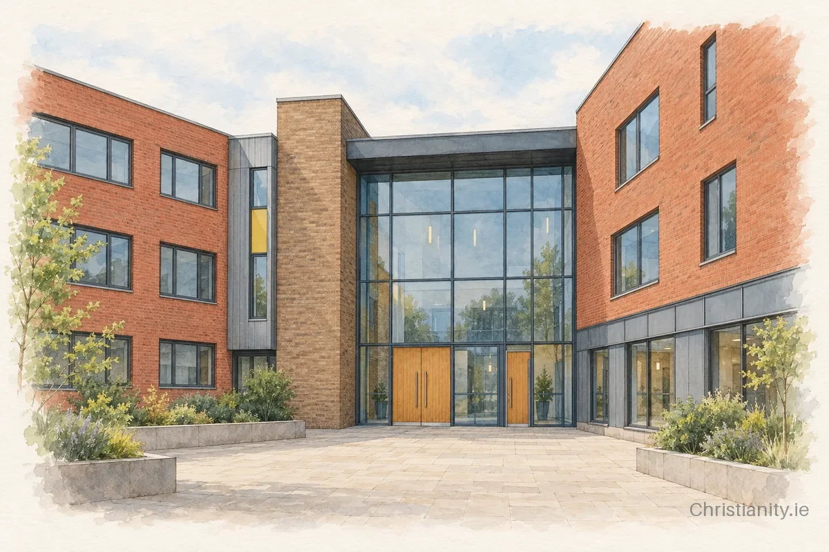 Watercolour and ink illustration of East Belfast Mission, Newtownards Road