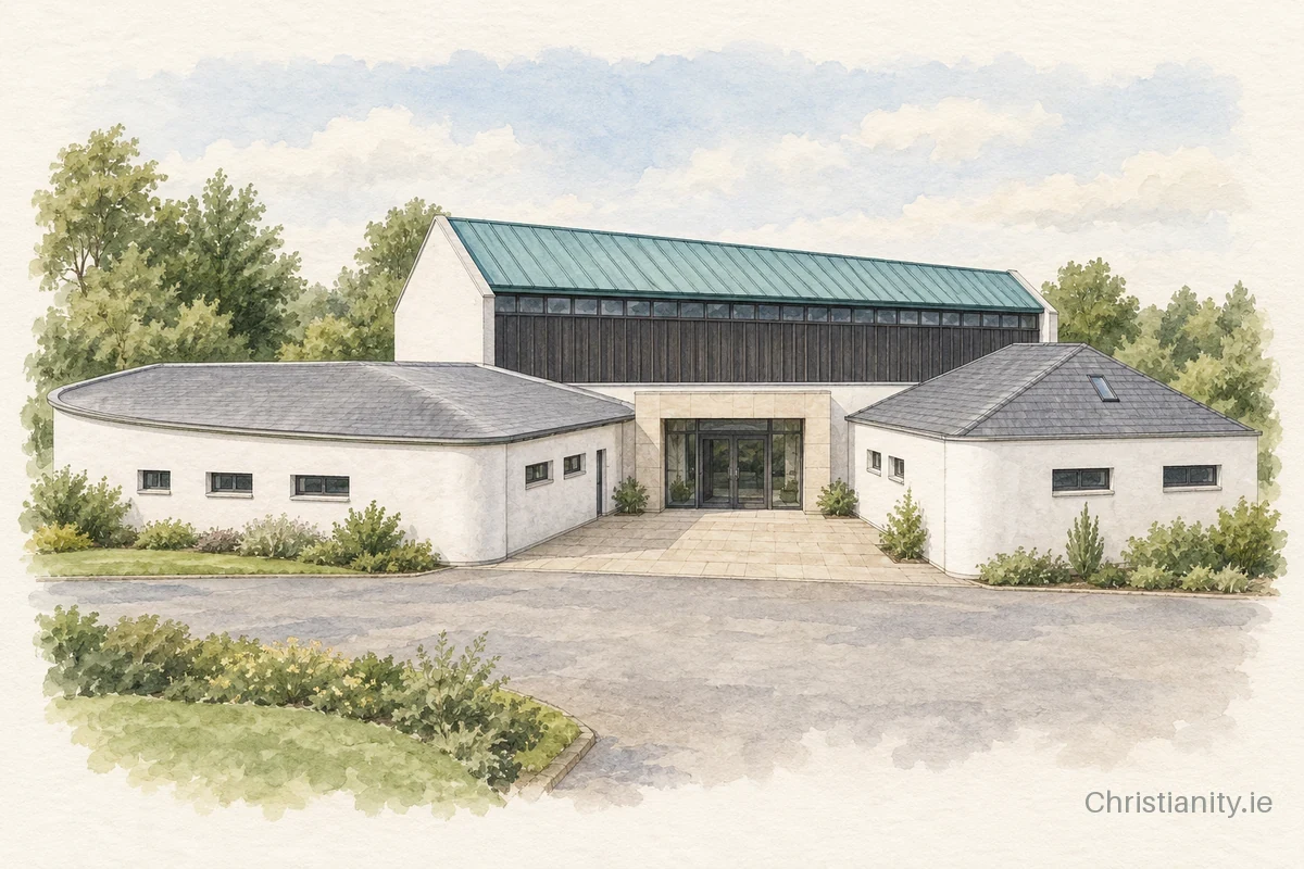 Watercolour and ink illustration of Elmwood Presbyterian Church