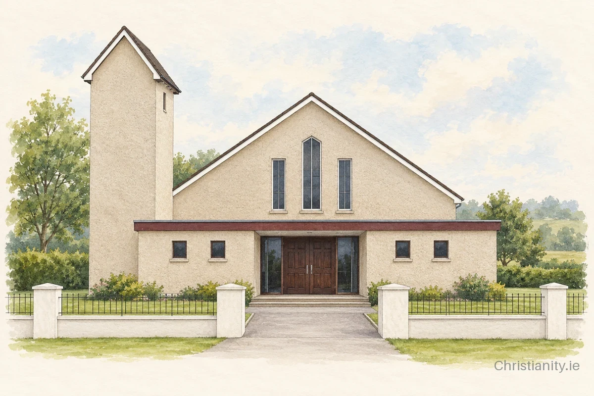 Watercolour and ink illustration of Enniskillen Baptist Church