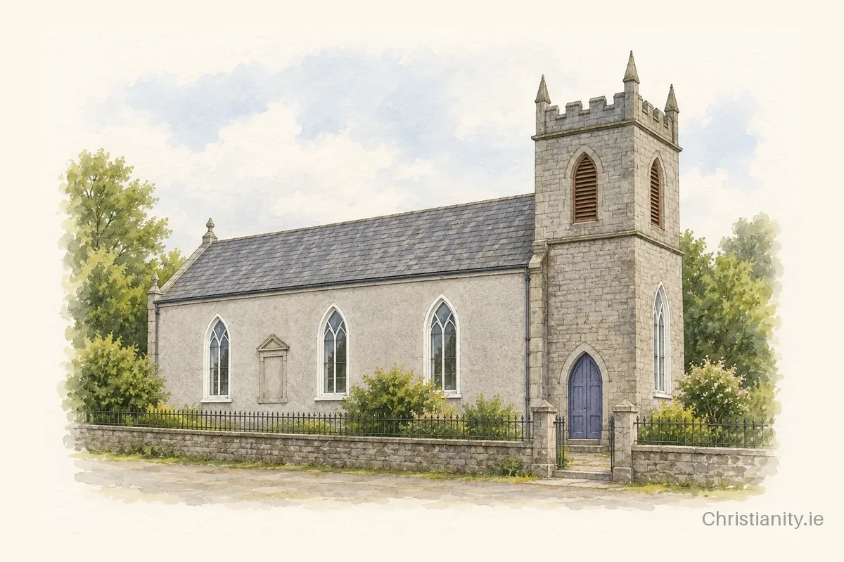 Watercolour and ink illustration of Fermoy Presbyterian Church