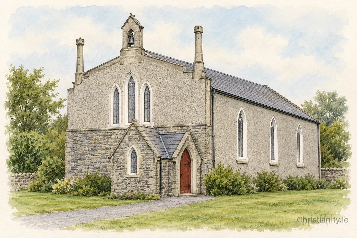 Watercolour and ink illustration of Finglas St Canice