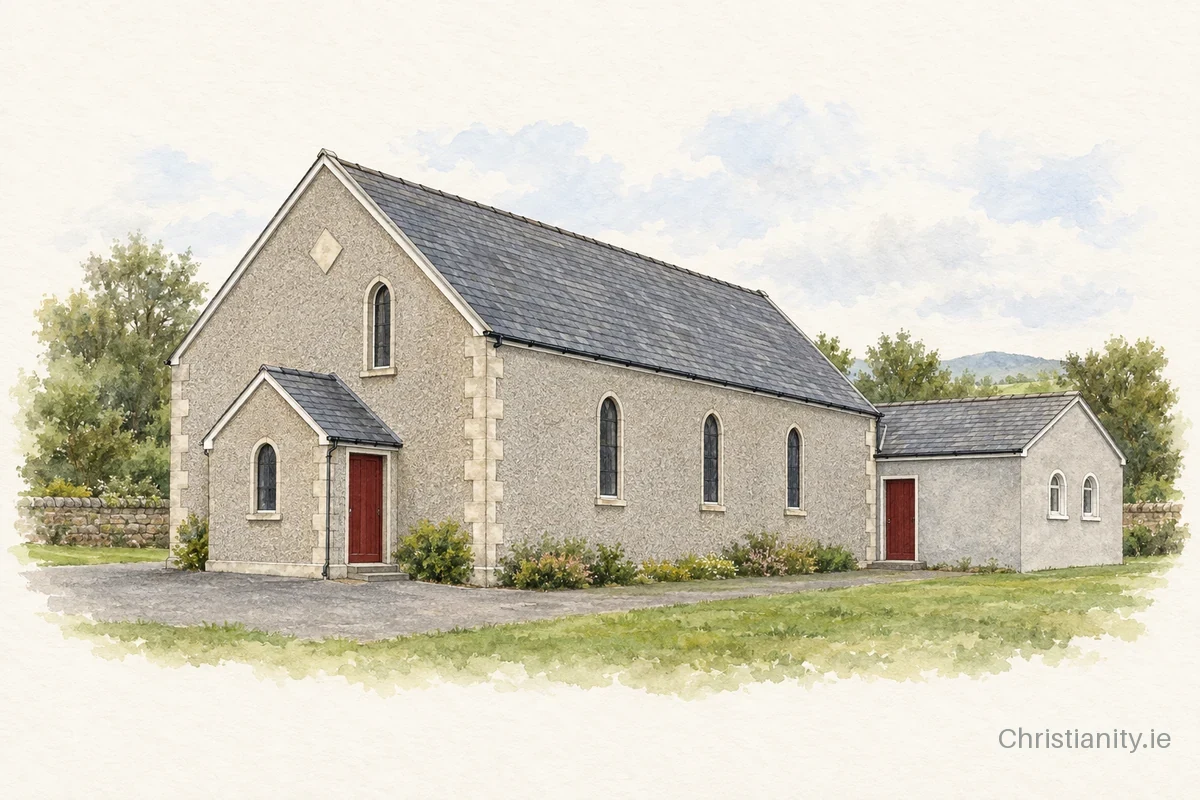 Watercolour and ink illustration of First & Second Presbyterian Church