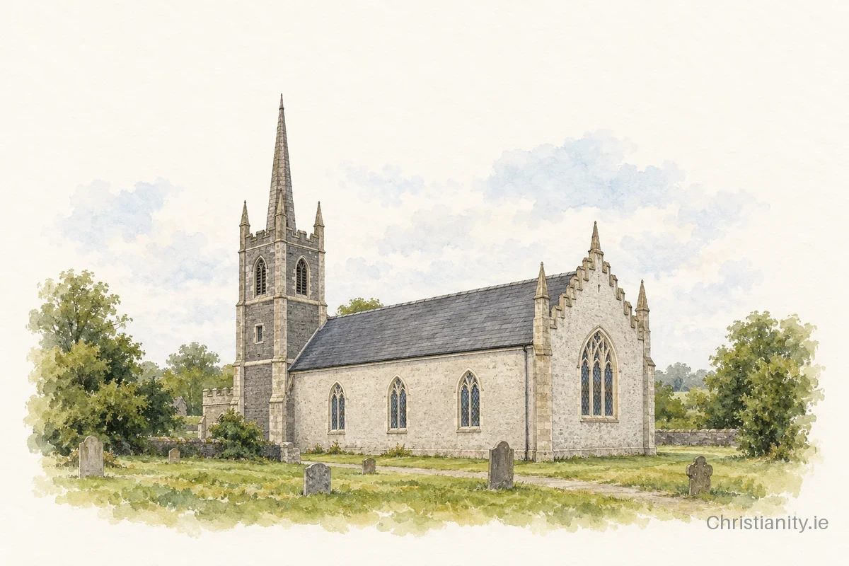 Watercolour and ink illustration of Fontstown St John The Evangelist