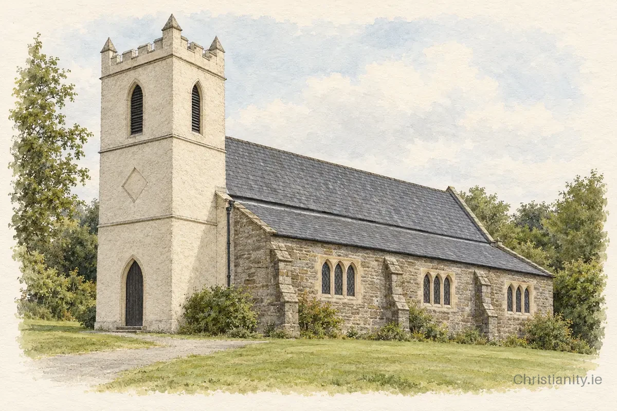 Watercolour and ink illustration of Gartan St Columba (Churchill)