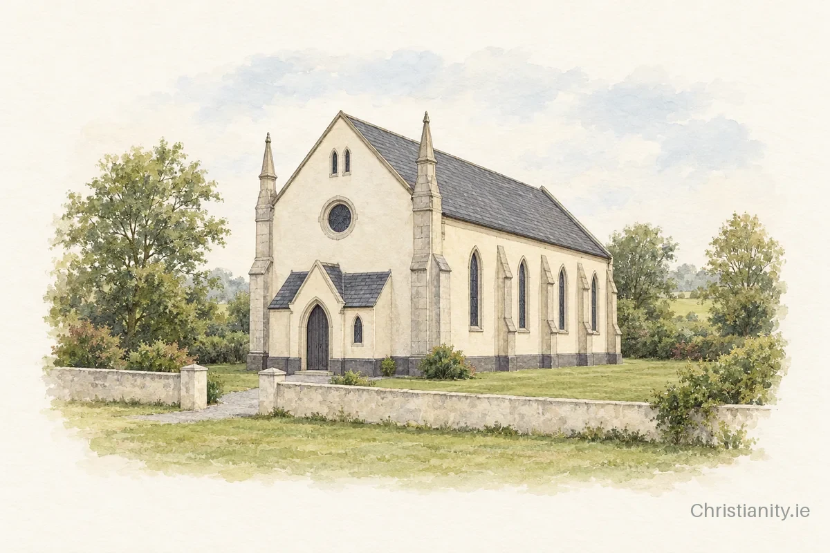 Watercolour and ink illustration of Garvaghy Presbyterian Church