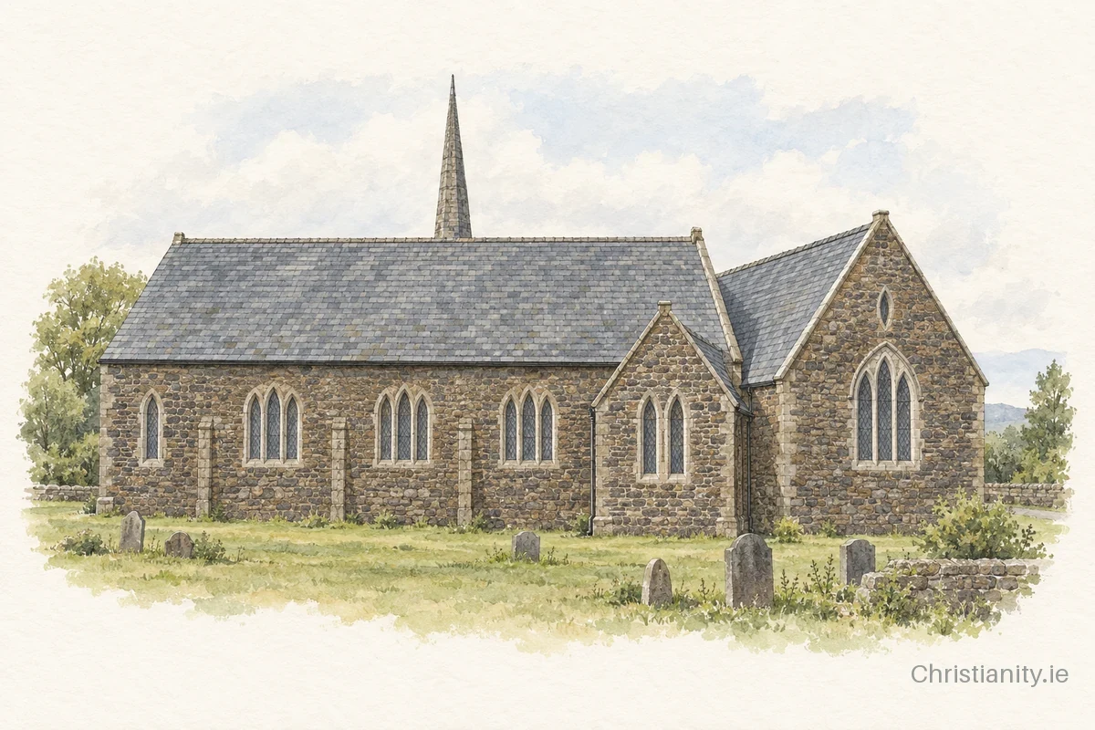 Watercolour and ink illustration of Garvary Holy Trinity