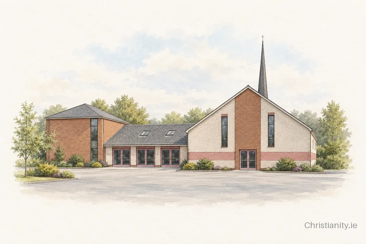Watercolour and ink illustration of Grace Baptist Church (Tullycarnet)