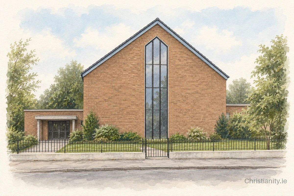 Watercolour and ink illustration of Greencastle Methodist Church