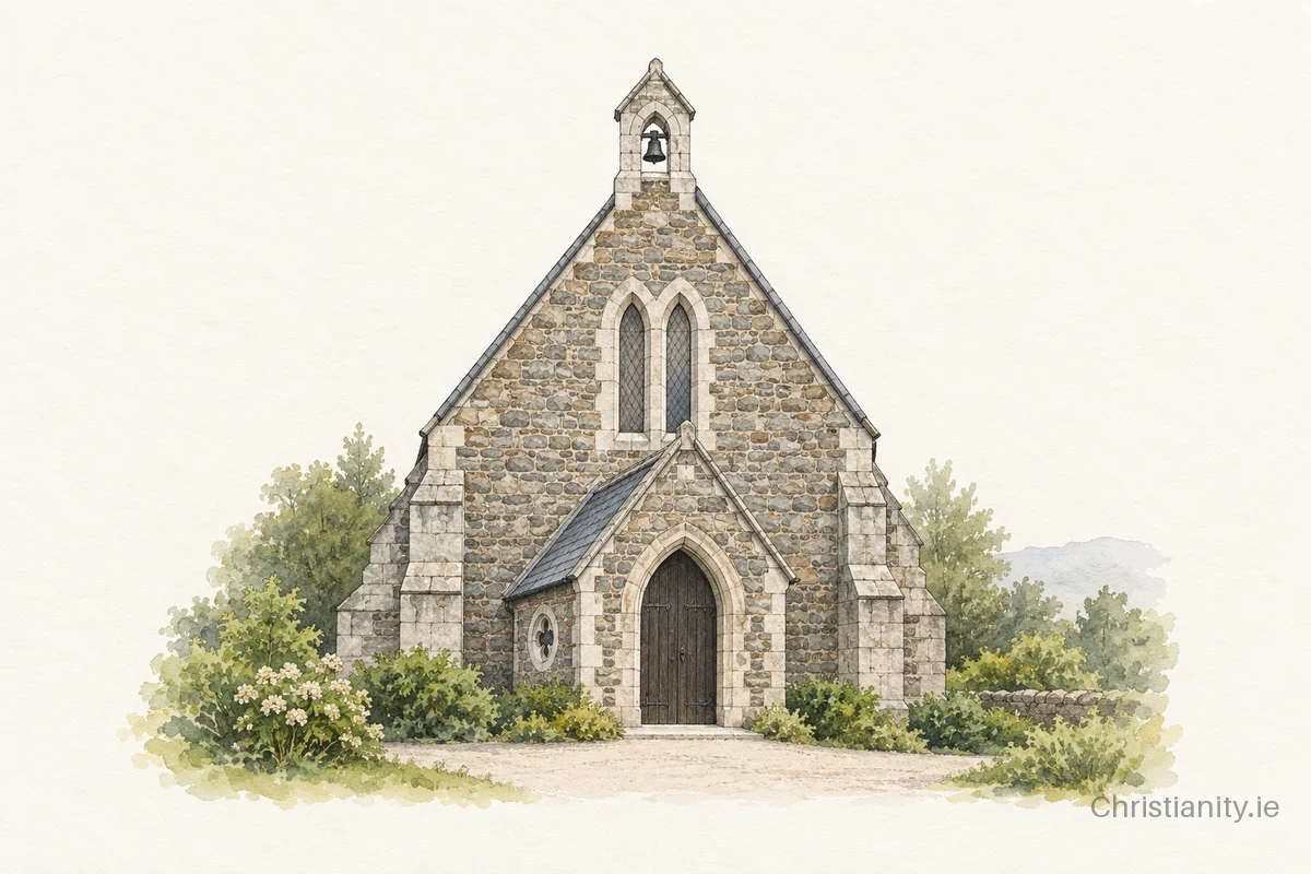 Watercolour and ink illustration of Greystones St Patrick