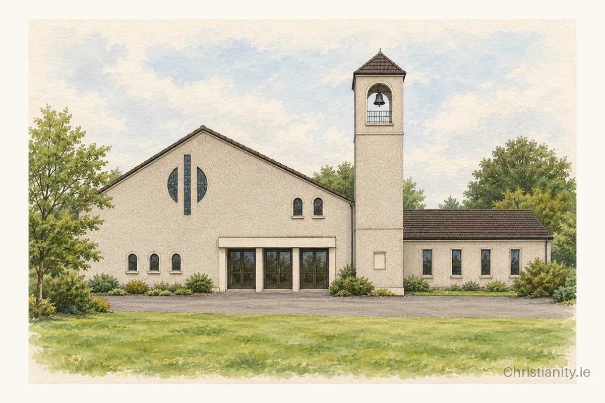 Watercolour and ink illustration of Hazelbank Presbyterian Church
