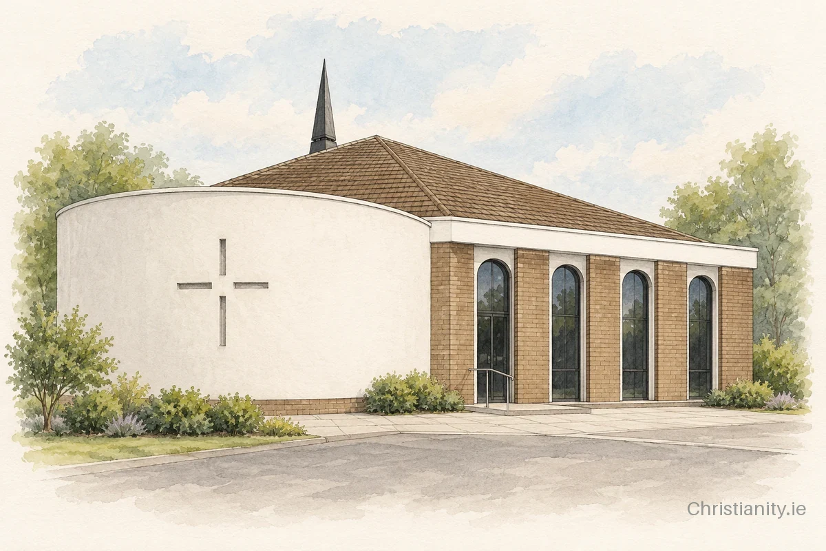 Watercolour and ink illustration of High Street Presbyterian Church