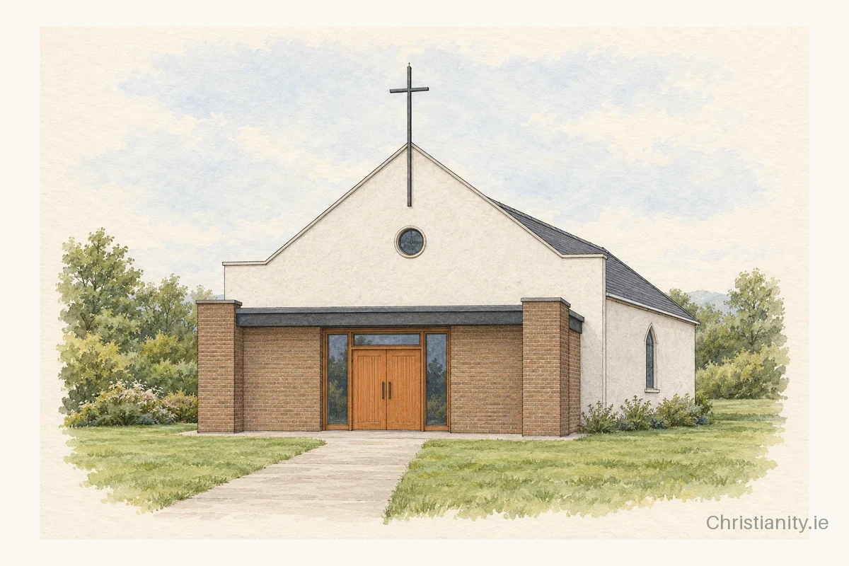 Watercolour and ink illustration of Holy Family Church