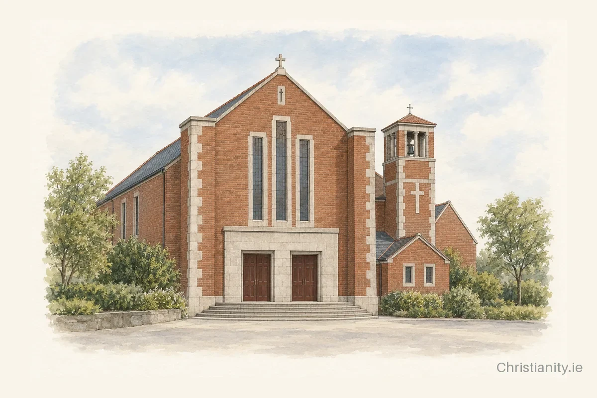 Watercolour and ink illustration of Holy Family Church, Waterford