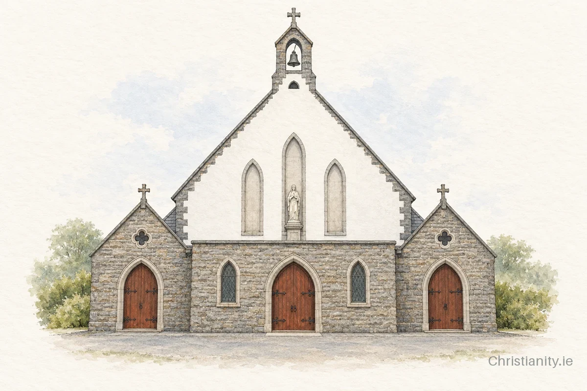 Watercolour and ink illustration of Holy Family