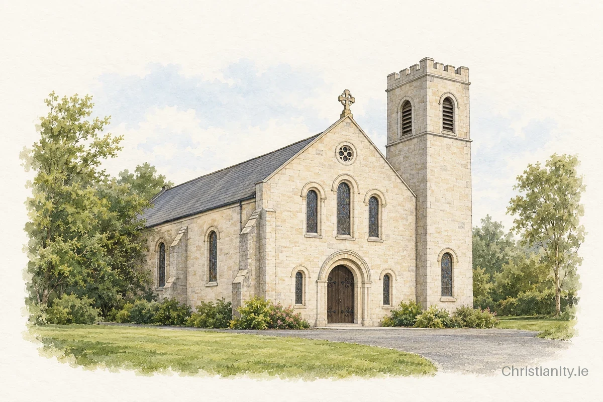 Watercolour and ink illustration of Holy Rosary