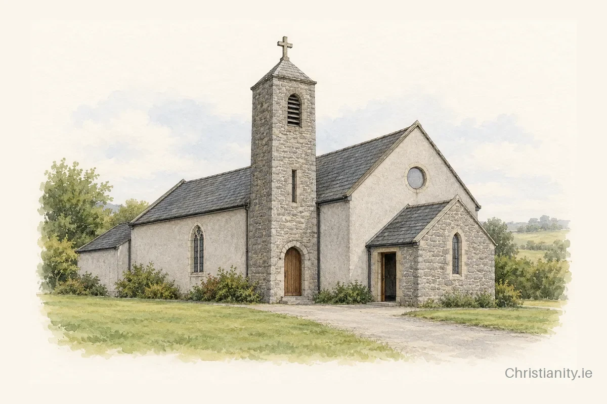 Watercolour and ink illustration of Holy Trinity