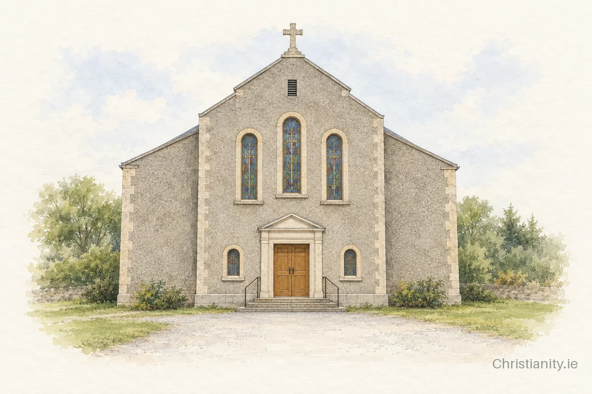 Watercolour and ink illustration of Holy Trinity Church, Ballinalee
