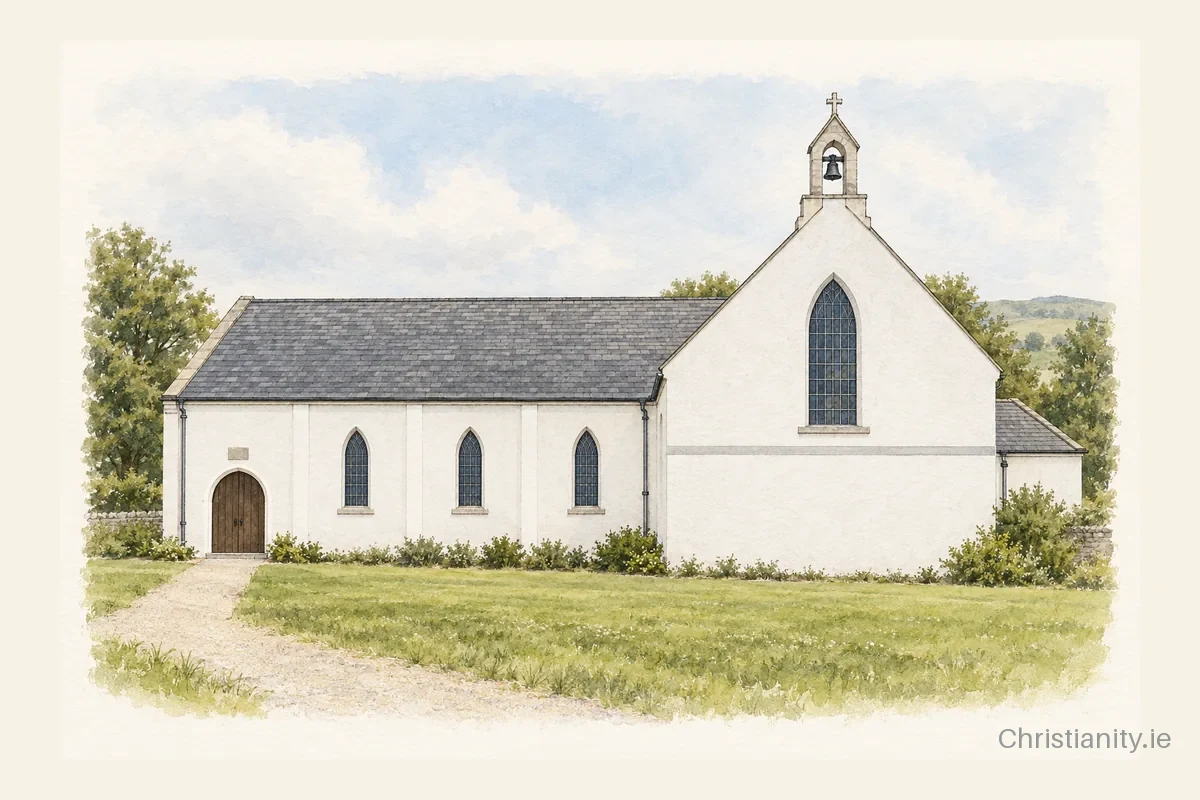 Watercolour and ink illustration of Ileigh Church, Ileigh