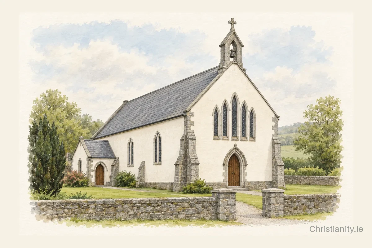 Watercolour and ink illustration of Immaculate Conception, Araglin