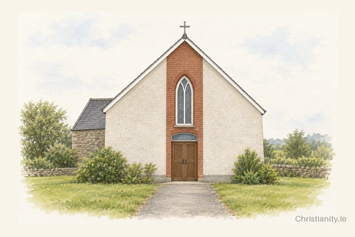Watercolour and ink illustration of Immaculate Conception, Ballindangan