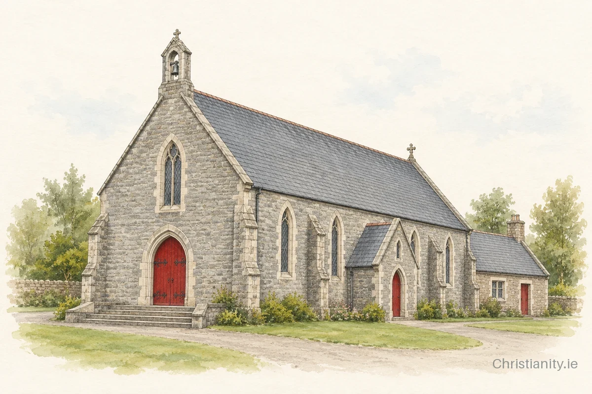 Watercolour and ink illustration of Immaculate Conception, Barefield