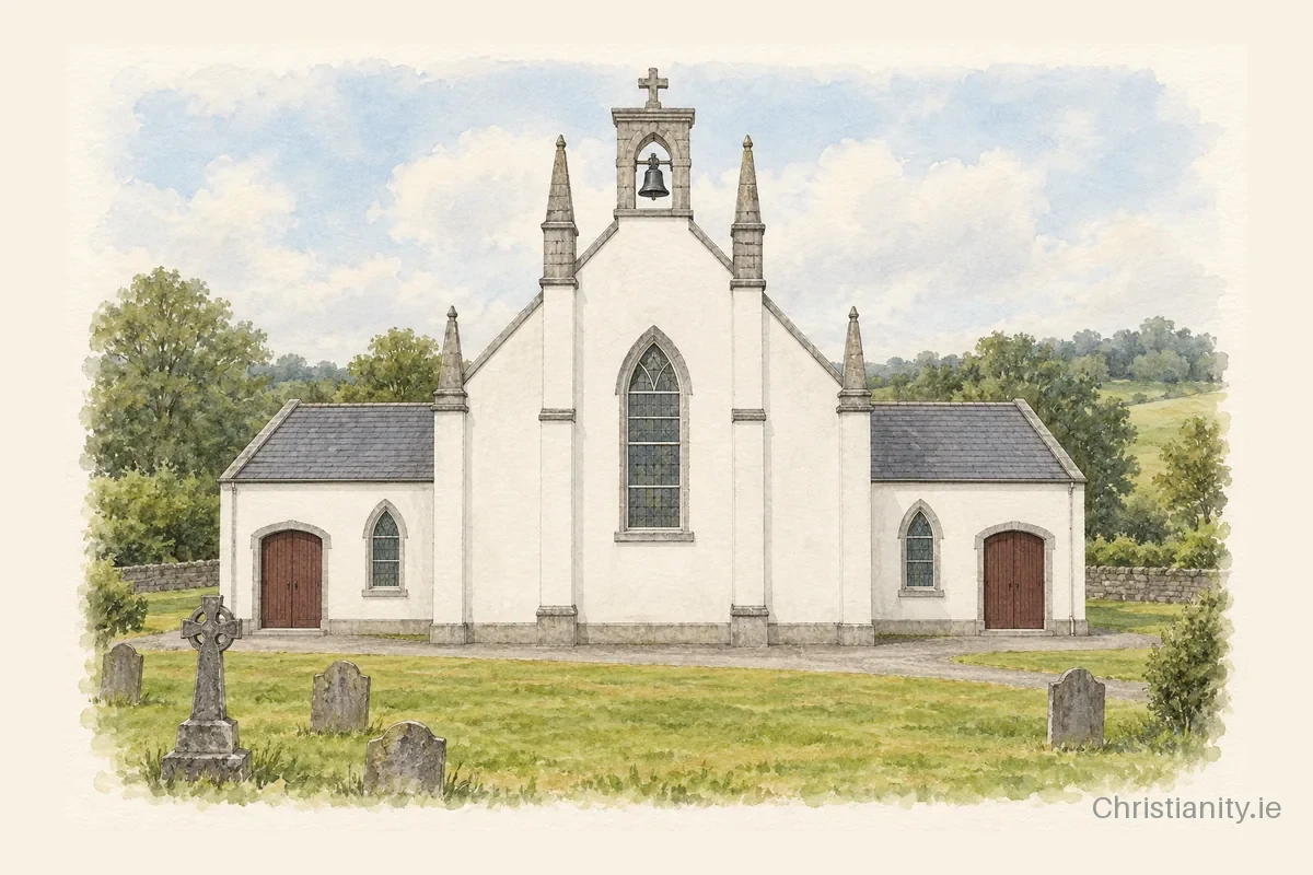 Watercolour and ink illustration of Immaculate Conception, Galmoy