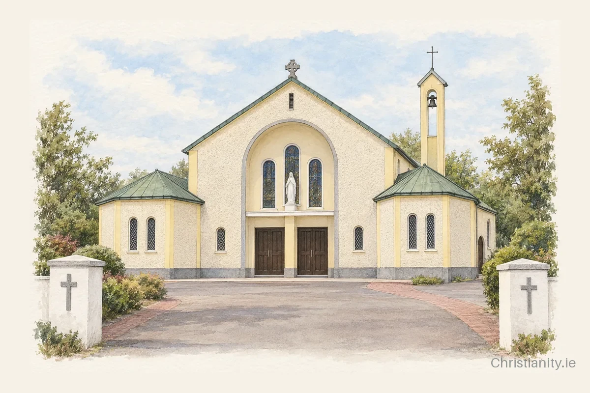 Watercolour and ink illustration of Immaculate Conception, Killeentierna