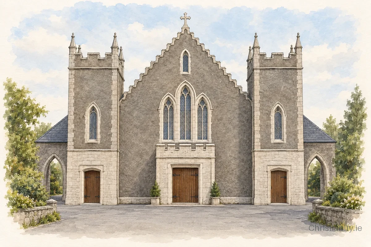Watercolour and ink illustration of Immaculate Conception, Oughterard
