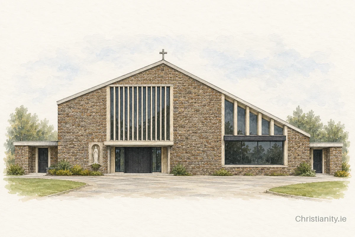 Watercolour and ink illustration of Immaculate Conception & St Senan’s, Kilkee