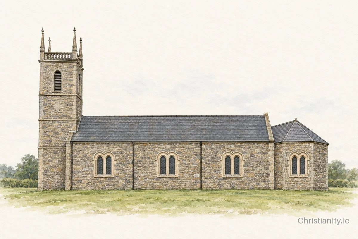 Watercolour and ink illustration of Kentstown St Mary