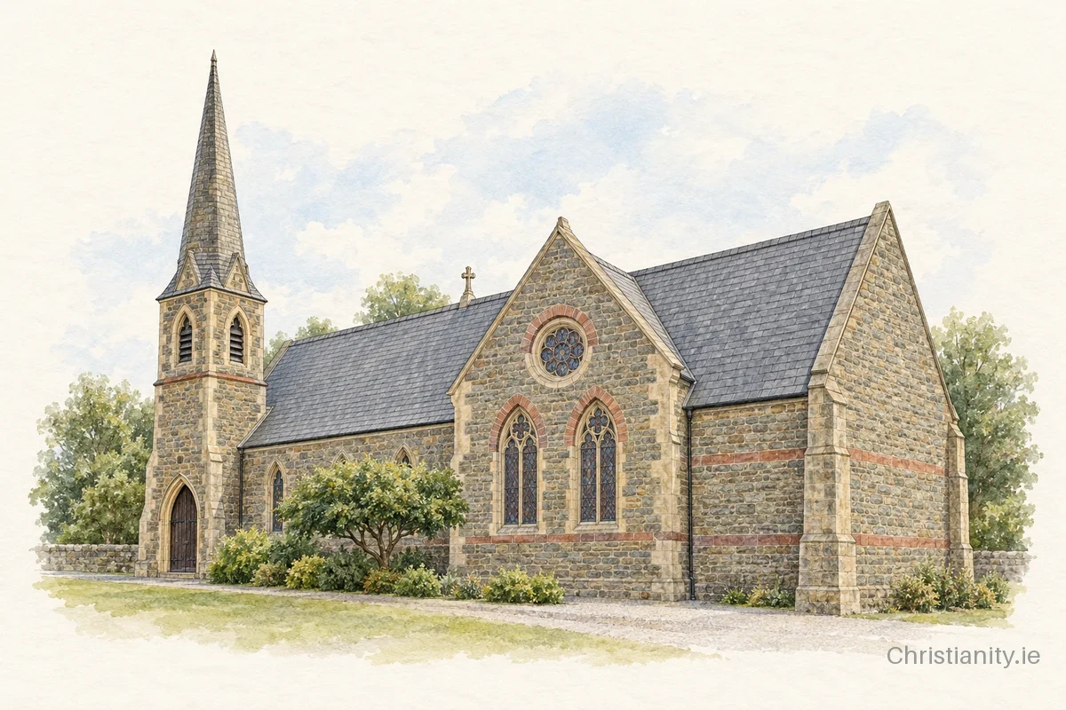 Watercolour and ink illustration of Kilbride St Bride (Doagh)