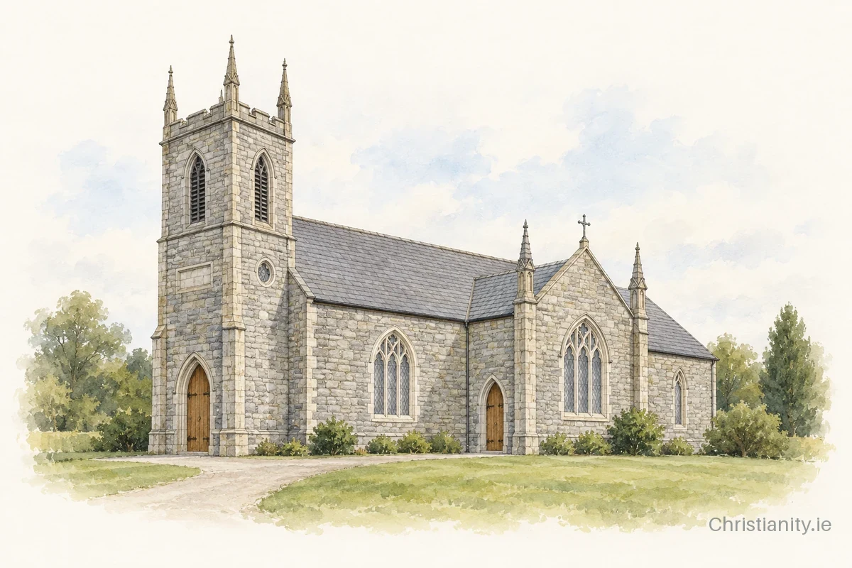 Watercolour and ink illustration of Kilcommick St George (Kenagh)