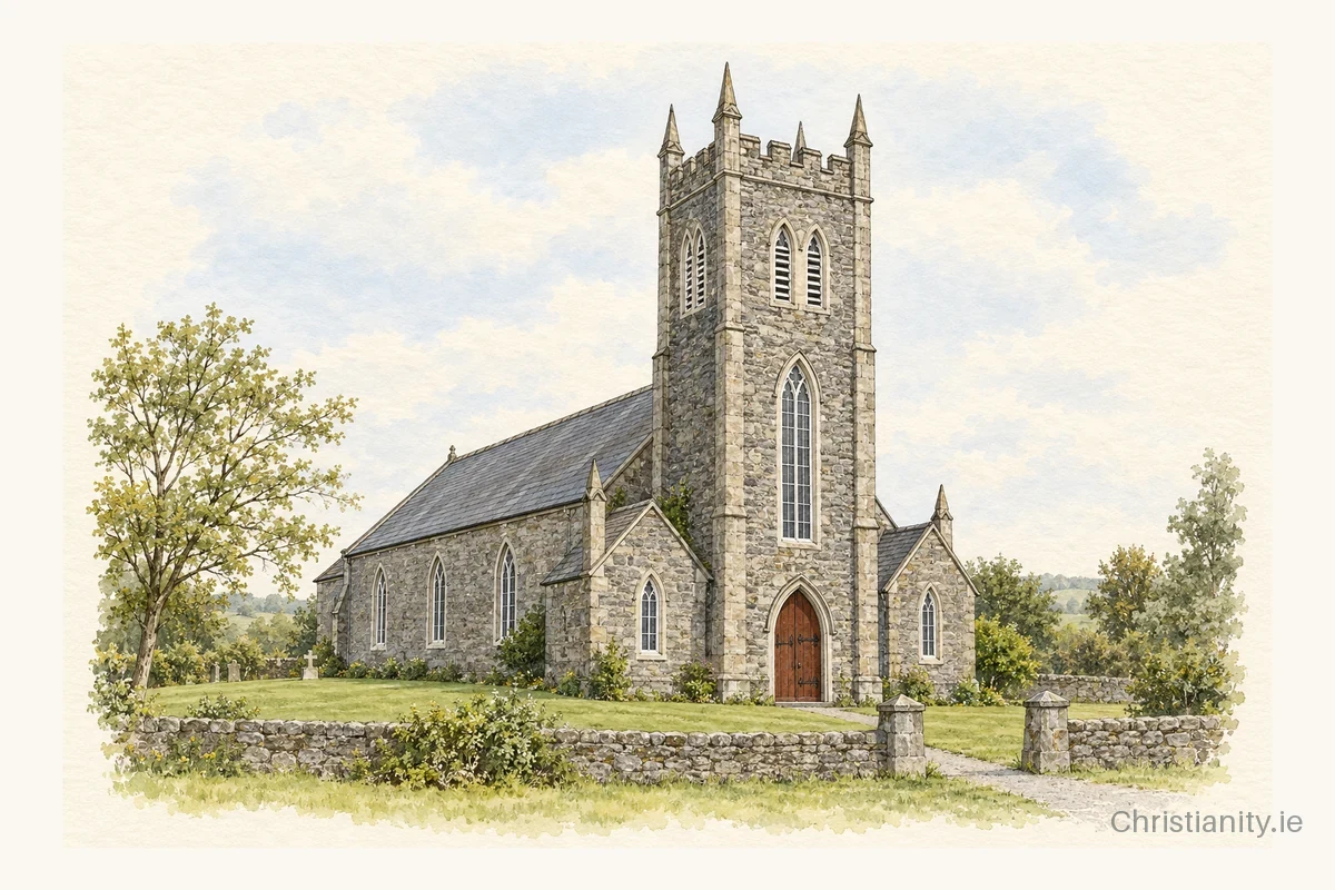 Watercolour and ink illustration of Kilcornan (Castletown)