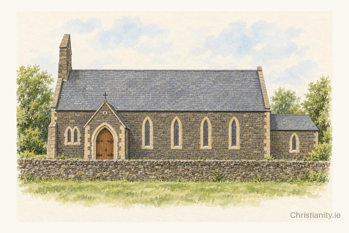 Watercolour and ink illustration of Kilcronaghan St Crunathan (Tobermore)