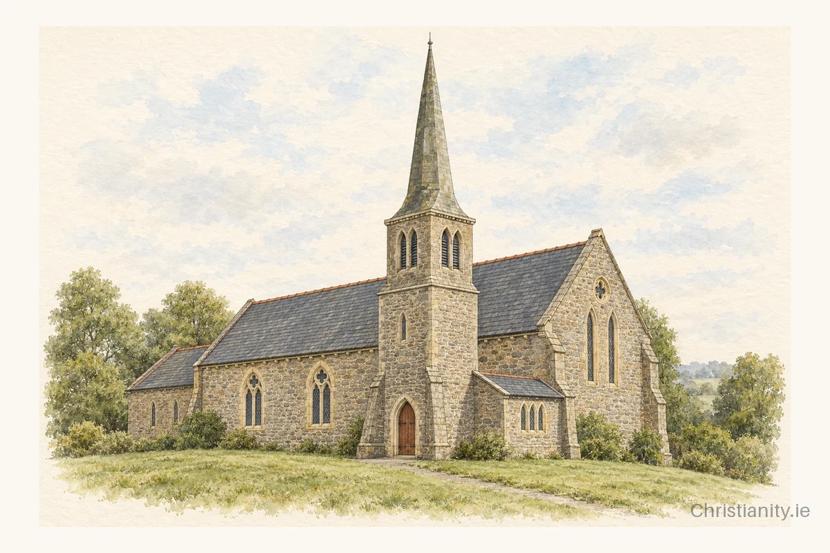 Watercolour and ink illustration of Killeevan St Laebhan