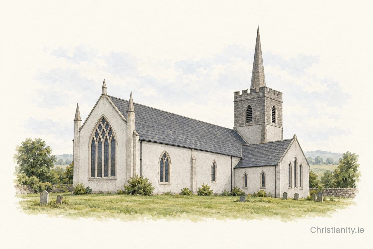 Watercolour and ink illustration of Killesher St John