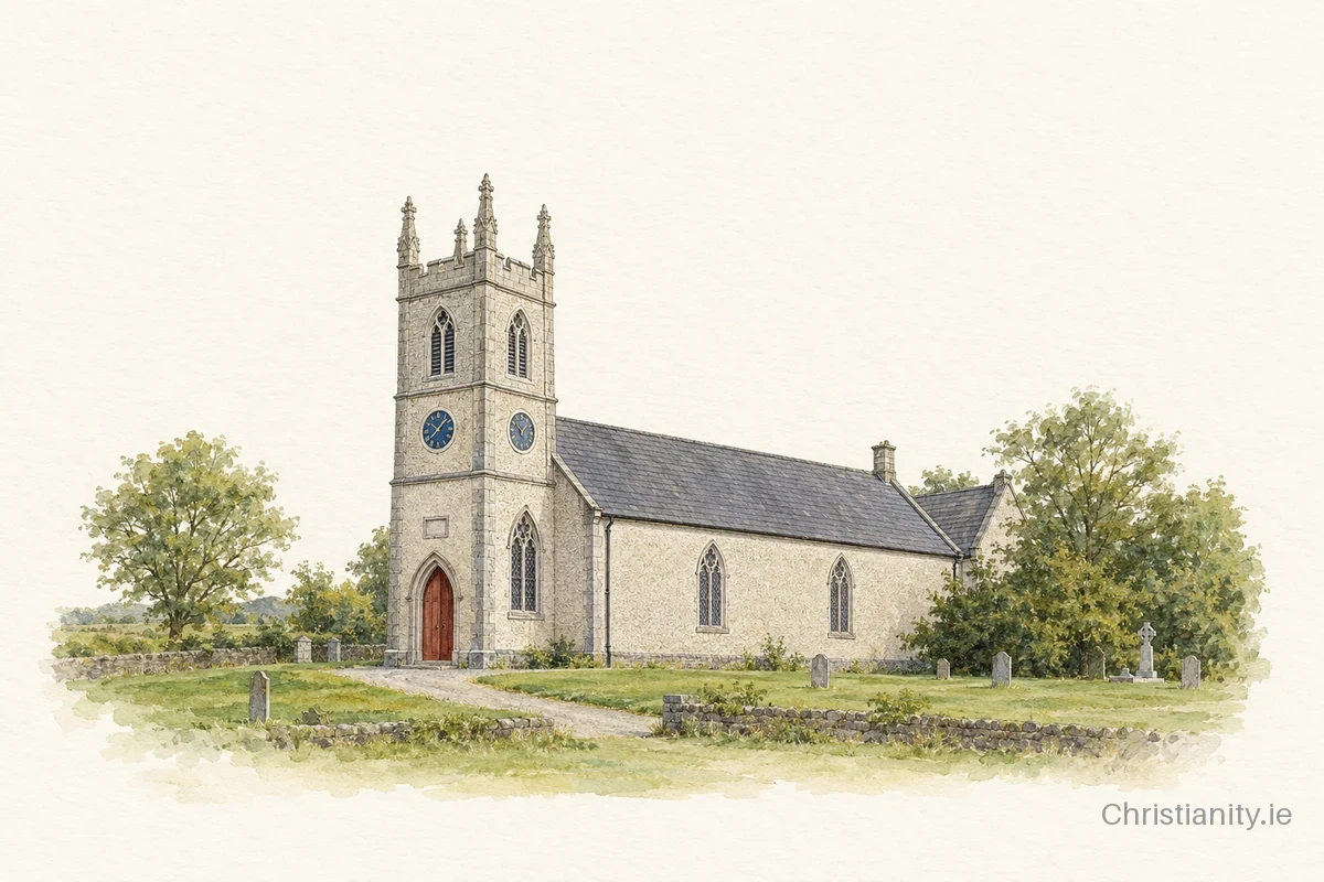 Watercolour and ink illustration of Killiskey (Nun's Cross)